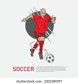 soccer player is dribbling and ready to kick the ball isolated vector illustration.