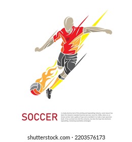 soccer player is dribbling and ready to kick the ball isolated vector illustration.