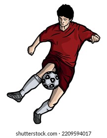 Soccer player dribbling - vector illustration
