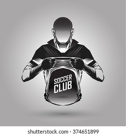 soccer player emblems symbol on gray background