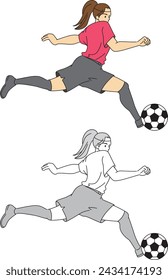 Soccer player (female) illustration set