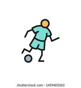 Soccer player flat color icon.