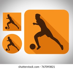 soccer player flat icon with a shadow, set.