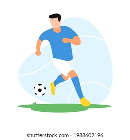 Soccer Player Flat Illustration. Football Player Dribbling The Ball. Vector Isolated white background - EPS 10 Vector