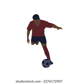 Ilustración plana del jugador de fútbol aislada en fondo blanco