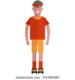 Soccer player flat vector. Happy smiling man football team character isolated on white background. Young sportsman in uniform illustration