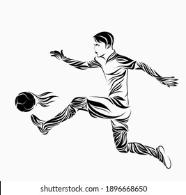 soccer player in floral ornament. vector illustration