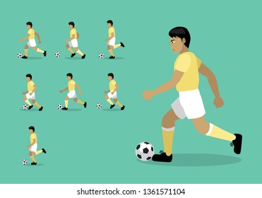 Soccer Player Football Dribble Animation Motion Sequence Cartoon Vector