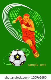 soccer player ,football poster with running men,greeting card