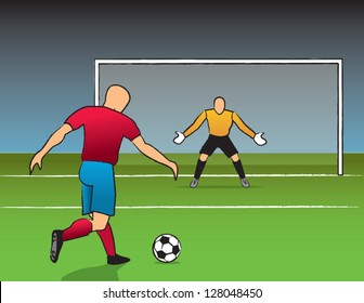 Soccer player getting ready to shoot on goal.