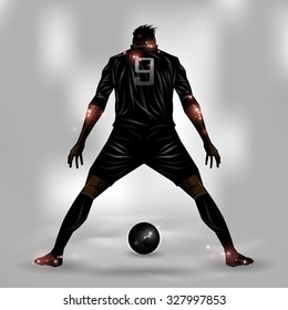 Soccer player getting ready to shoot a soccer ball