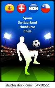 Fußballspieler in der Originalillustration für globale Fußballveranstaltungen