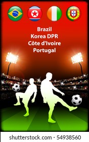 Soccer Player in Global Soccer Event Original Illustration