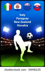 Soccer Player in Global Soccer Event Original Illustration