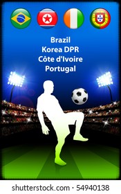 Soccer Player in Global Soccer Event Original Illustration