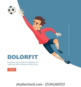 jogador de futebol. goleiro saltando para a bola. vetor futebol pôster design