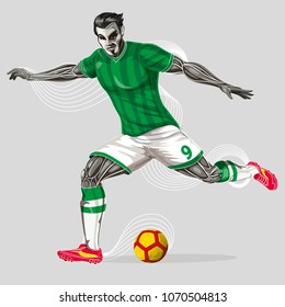 Soccer player with graphic trails