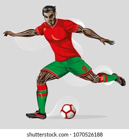 Soccer player with graphic trails