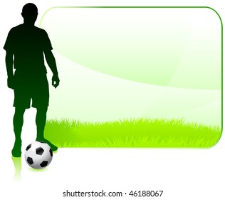 Soccer Player with green grass background Original Vector Illustration