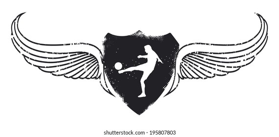 soccer player with grunge shield
