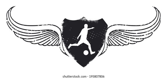 soccer player with grunge shield