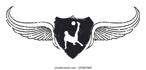 soccer player with grunge shield