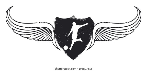 soccer player with grunge shield