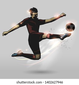 soccer player half volley hitting a ball design