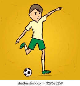 Soccer player. Hand drawn cartoon vector illustration.
