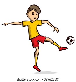 Soccer player. Hand drawn cartoon vector illustration.
