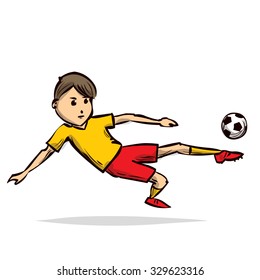 Soccer player. Hand drawn cartoon vector illustration.