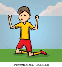 Soccer player. Hand drawn cartoon vector illustration.
