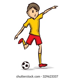 Soccer player. Hand drawn cartoon vector illustration.