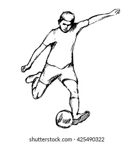 Soccer player, hand made drawing over white background