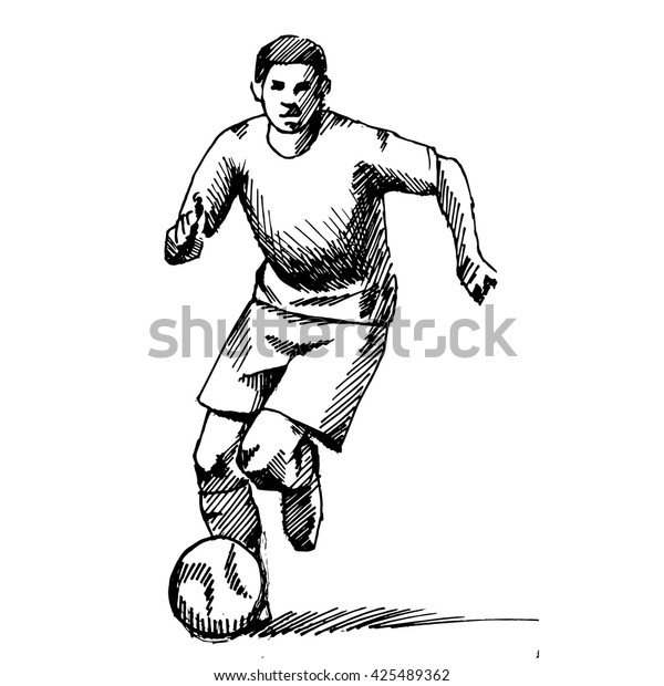 Joueur De Football Dessin A La Image Vectorielle De Stock Libre De Droits