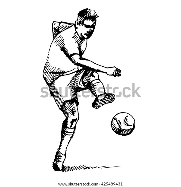 Soccer Player Hand Made Drawing Over Stock Vector (Royalty Free) 425489431