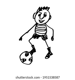 Soccer player. Hand-drawn cute character. A simple doodle illustration. Vector