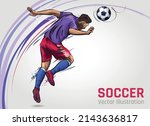 Soccer player head shooting a ball. Football Player Vector Illustration