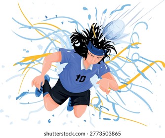 soccer player heading the ball - La Celeste - Uruguayan national team