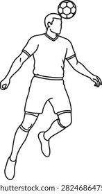Soccer player heading the ball in mid air