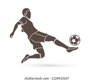 Soccer player hit the ball, Bicycle Kick graphic vector.