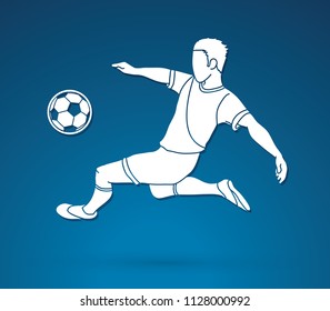 Soccer player hit the ball, Bicycle Kick graphic vector.