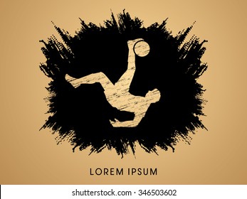 Soccer player hit the ball, Bicycle Kick designed on grunge background graphic vector.