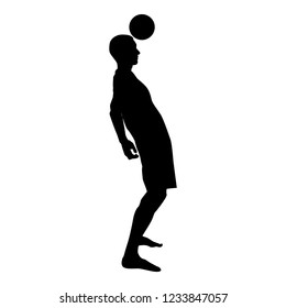 Soccer player hitting the ball head silhouette headbutt icon black color