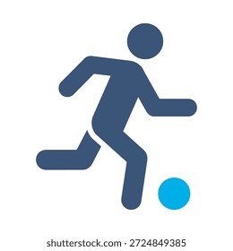 Fußball-Spieler-Symbol blau flach Vektor Design Laufen Mann Symbol Fußball Sport Spiel athletische Spiel Grafik Element Zeichen