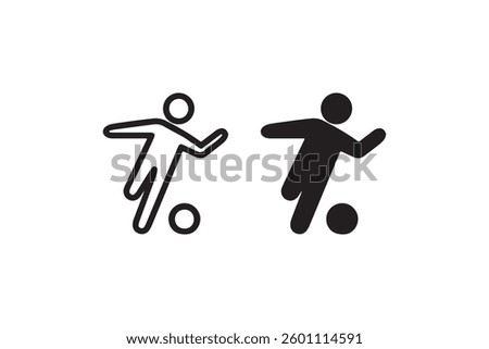 Soccer player icon kicking a ball Vector
