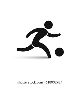 Soccer player icon outline symbol, vector isolated running football player illustration.