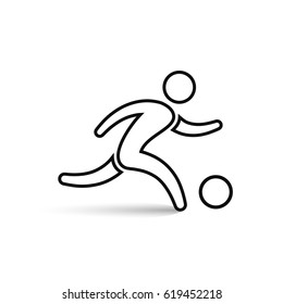 Soccer player icon outline symbol, vector isolated running football player illustration.