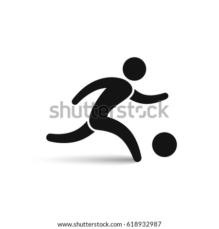 Soccer player icon outline symbol, vector isolated running football player illustration.