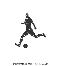 Soccer Player Icon Silhouette Illustration. Football Sport Vector Graphic Pictogram Symbol Clip Art. Doodle Sketch Black Sign.